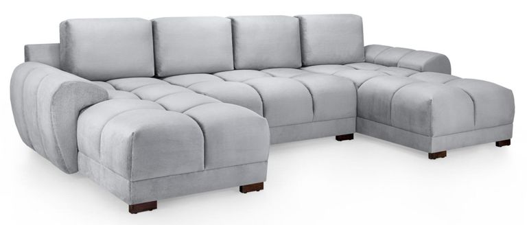Azzuro U Shape Corner Sofa Suite - Grey Velvet Fabric