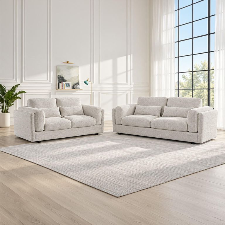Bari Beige Fabric 3+2 Seater Sofa Set