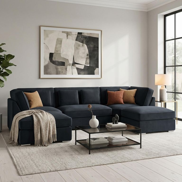 Belgravia U Shape Corner Sofa - Slate Fabric