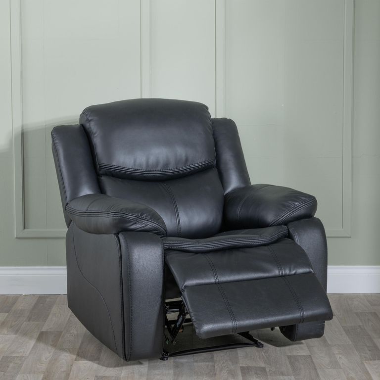 Berlin Recliner Armchair - Black Leather