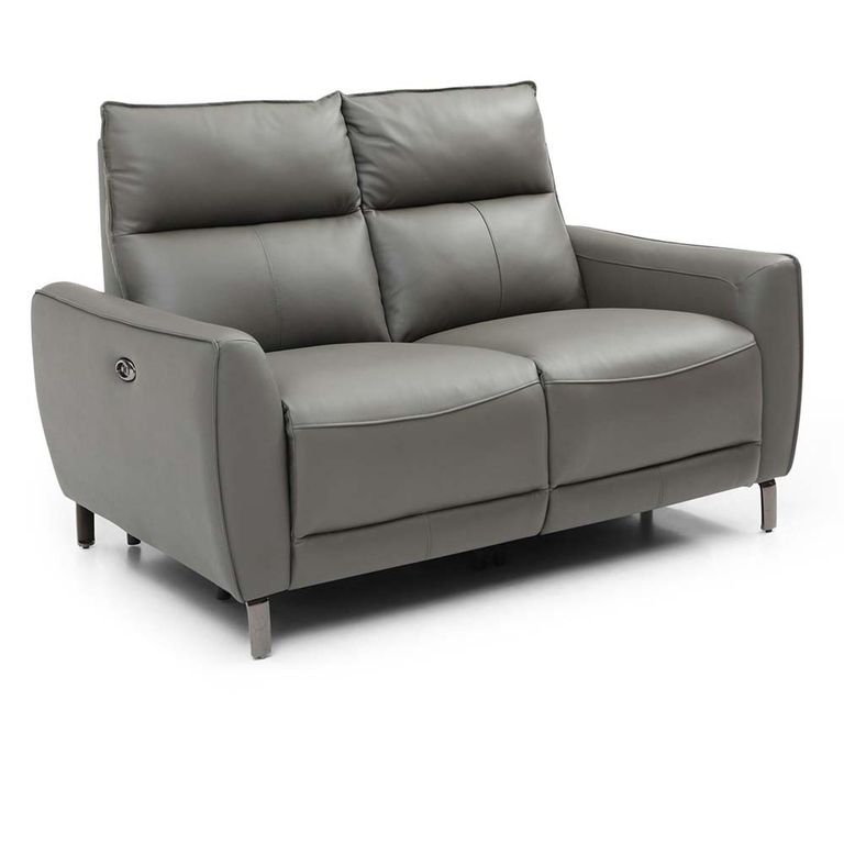 Brooke Electric Recliner Sofa - Grey Leather - 2 Seater