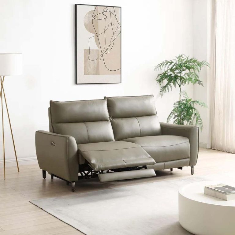 Brooke Electric Recliner Sofa - Taupe Leather - 3 Seater