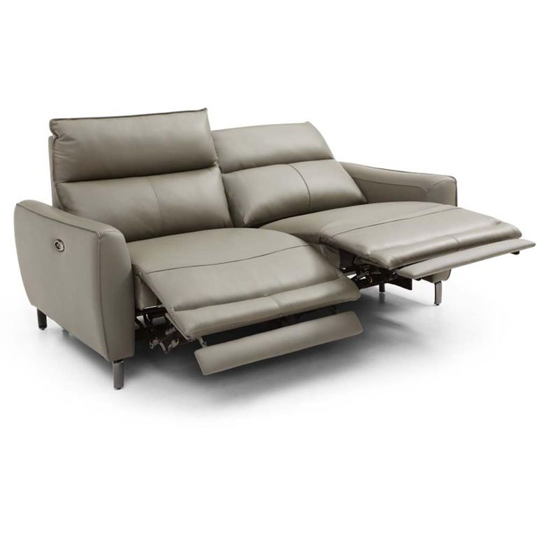 Brooke Electric Recliner Sofa - Taupe Leather - 3 Seater