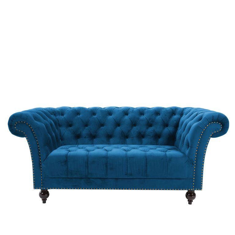 Chester Sofa - 2 Seater - Blue Velvet Fabric