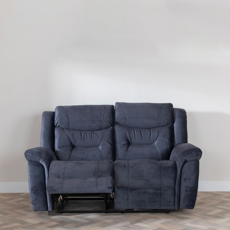 Dudley Silvano Recliner Sofa - 2 Seater - Blue Fabric