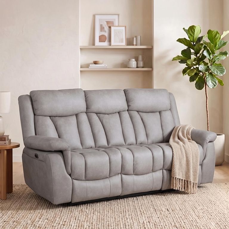 Dylan Electric Recliner Sofa - 3 Seater - Sandstone Fabric
