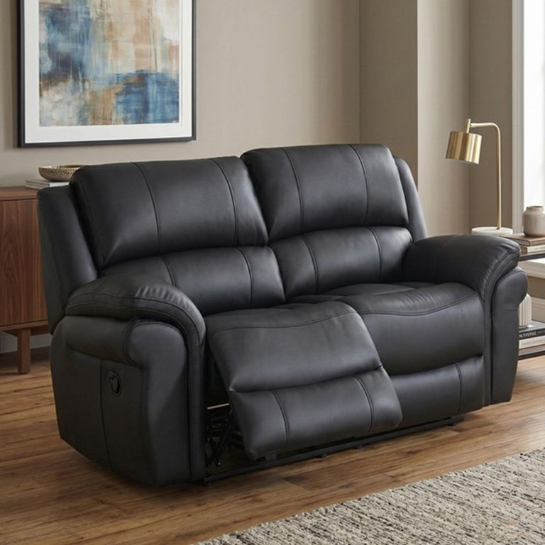 Farnham Ultra Manual Recliner Sofa - 2 Seater - Black - Fabric