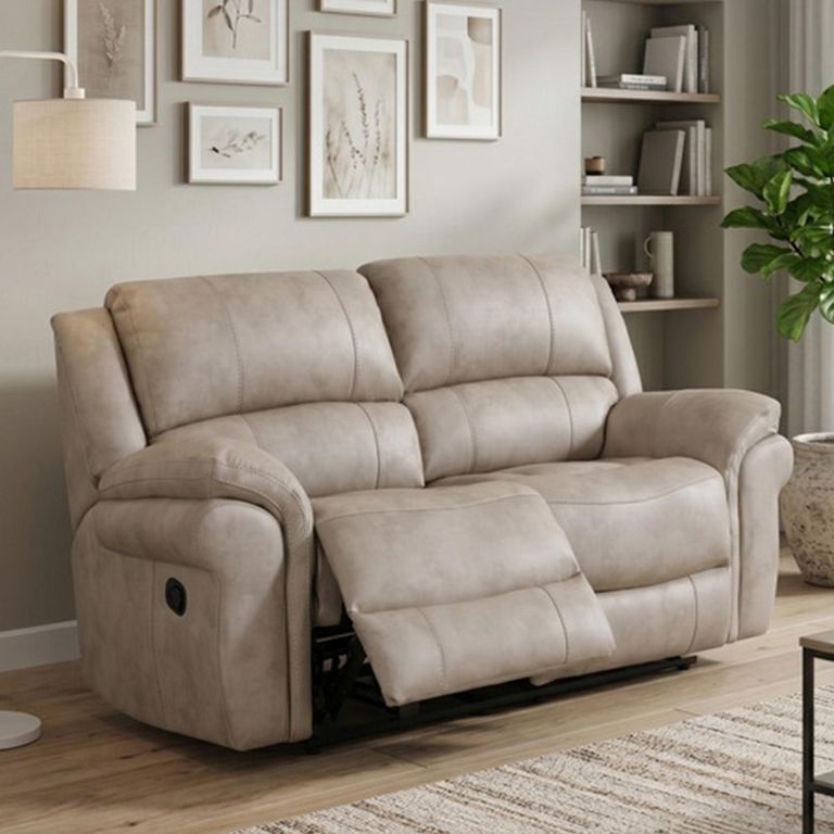 Farnham Ultra Manual Recliner Sofa - 2 Seater - Stone - Fabric