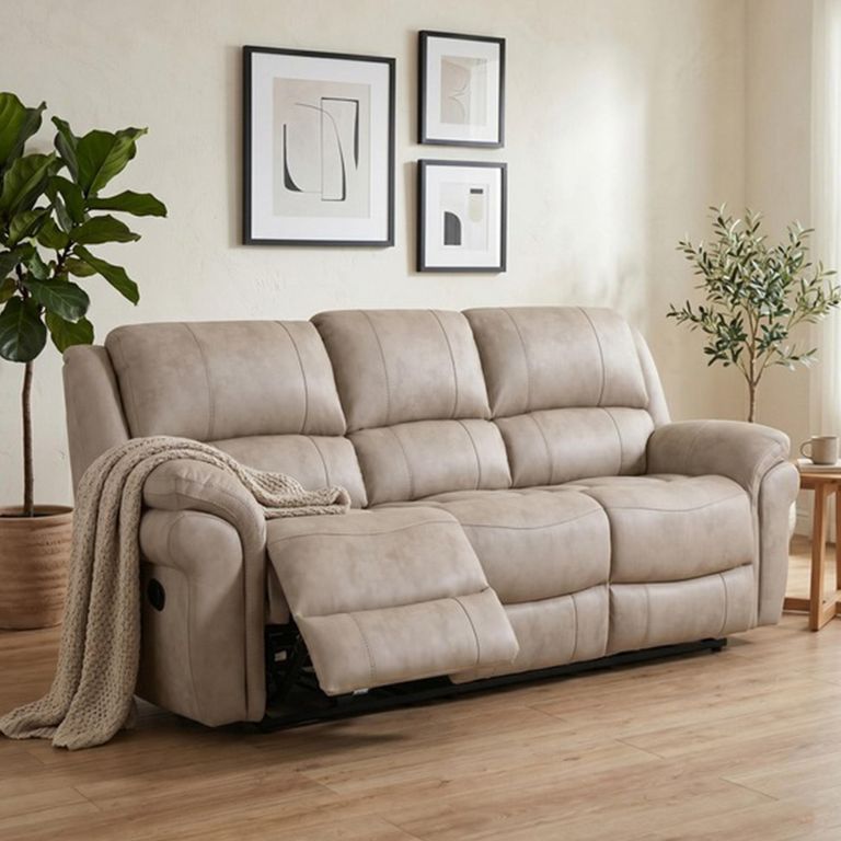 Farnham Ultra Manual Recliner Sofa - 3 Seater - Stone - Fabric