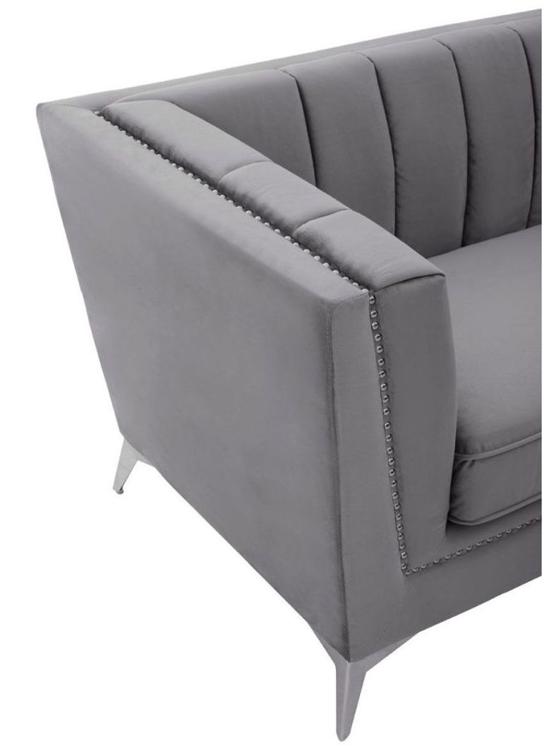 Hansa Sofa - 3 Seater - Grey Velvet Fabric