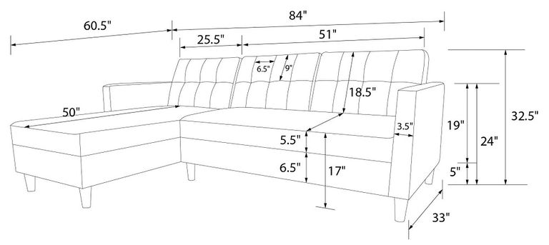 Hartford Sectional Futon Sofa Bed - Storage - Chenille - 2112669UK