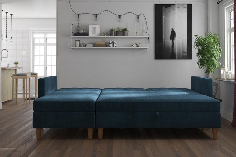 Hartford Sectional Futon Sofa Bed - Storage - Chenille - 2112669UK