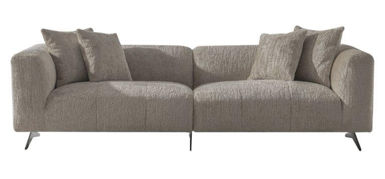 Hoxton Beige Fabric 4 Seater Sofa with Black Legs