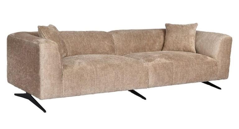 Hoxton Beige Fabric 4 Seater Sofa with Black Legs