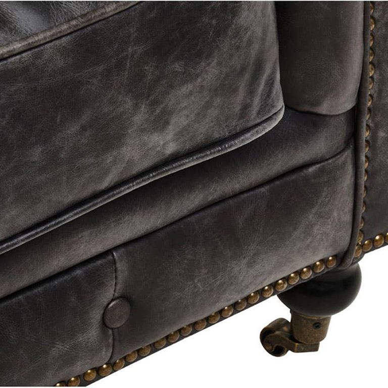 Hoxton Sofa - Chesterfield - 3 Seater - Dark Grey Leather