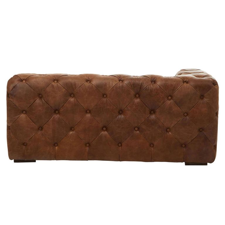 Hoxton Corner Sofa - Vintage Brown Tufted Leather - 2 Seater - RHF