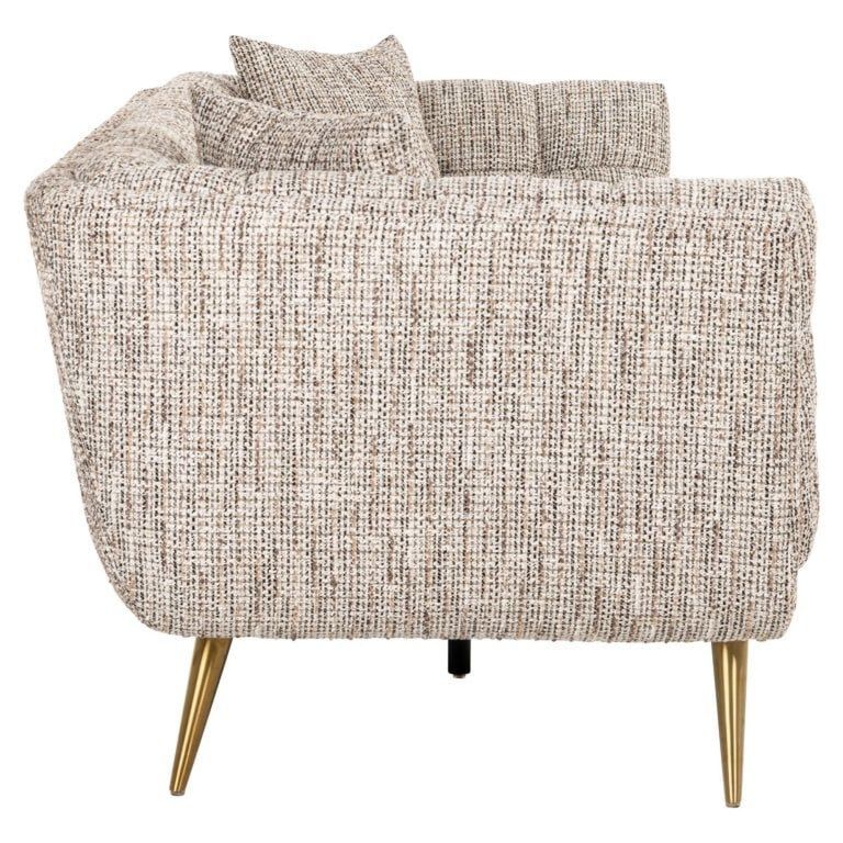 Huxley Beige Fabric 3 Seater Sofa with Brushed Gold Legs