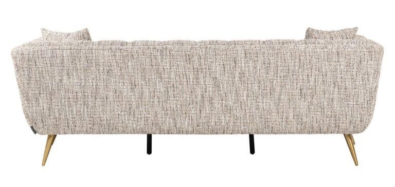 Huxley Beige Fabric 3 Seater Sofa with Brushed Gold Legs