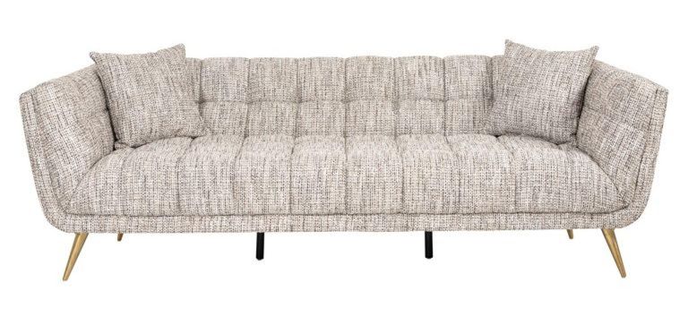 Huxley Beige Fabric 3 Seater Sofa with Brushed Gold Legs
