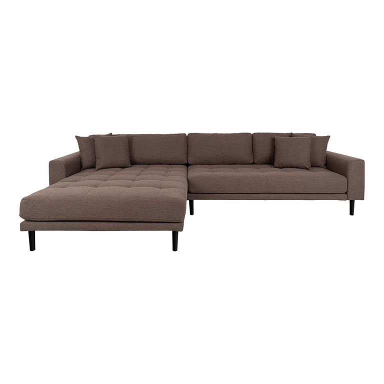 Lido Lounge Sofa - Brown - Fabric - Black Legs - LHF