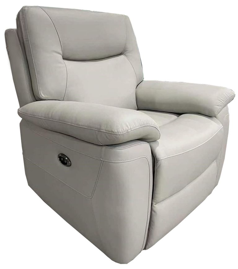 Lucia Power Recliner Armchair - Pearl Grey Leather