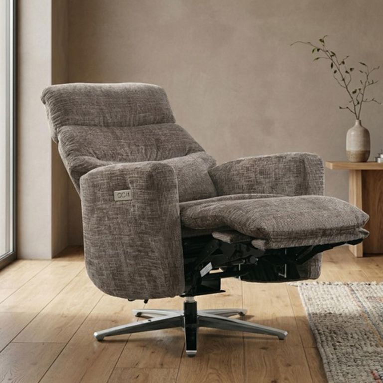 Monique Electric Recliner Armchair - Dual Motor - Stone - Fabric