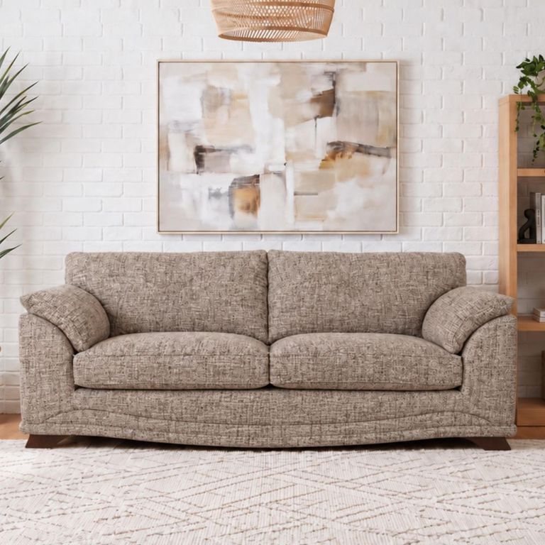 Nicole Fabric Sofa - 3 Seater - Lassie Mocha Fabric - Walnut Legs