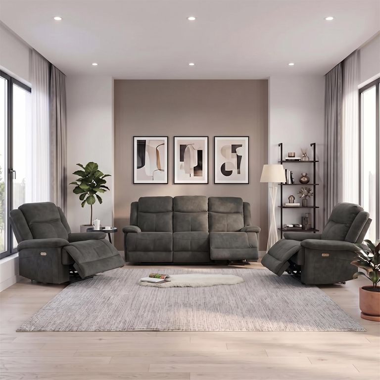 Rockport Fabric 3+1+1 Seater Thunder Suite Electric Recliner Sofa