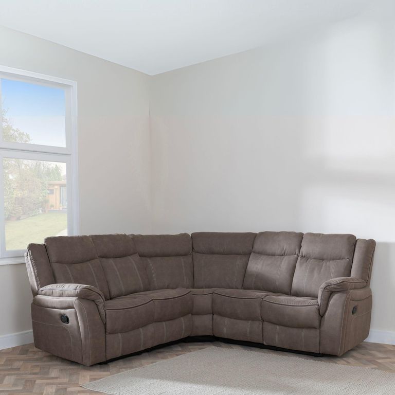 Seville Recliner Corner Sofa - Brown Fabric