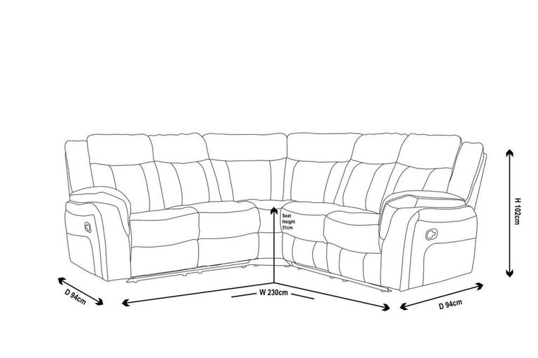 Seville Recliner Corner Sofa - Brown Fabric