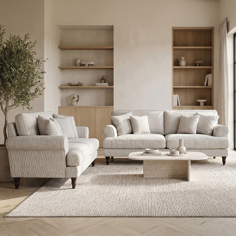 Summer Sofa Set - Beige Fabric - 3+2 Seater
