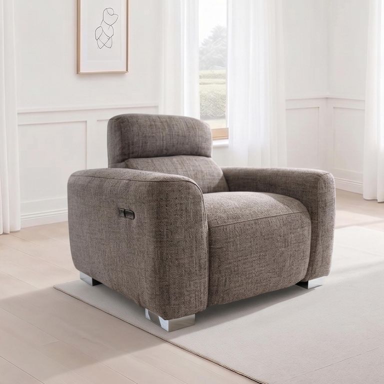 Toronto Electric Recliner Armchair - Beige Fabric
