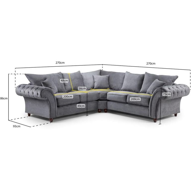 Windsor Corner Sofa - Fullback - Grey - Large