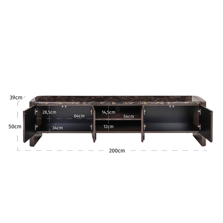 Almundi TV Unit - 4 Door - 199.5cm - Large - Chocolate Brown - Ceramic
