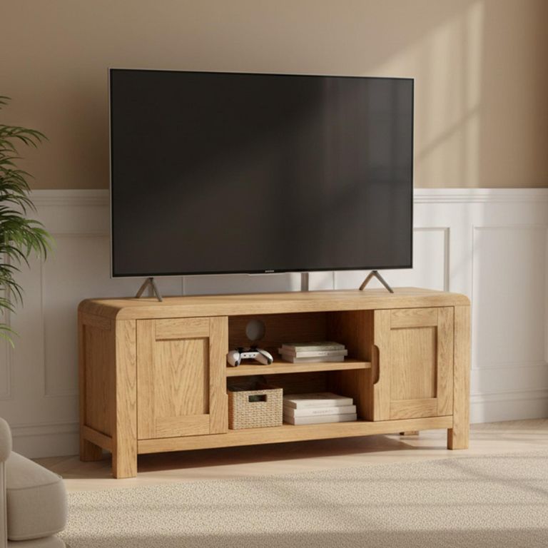 Thurlestone Curved TV Unit - 2 Door - Oak