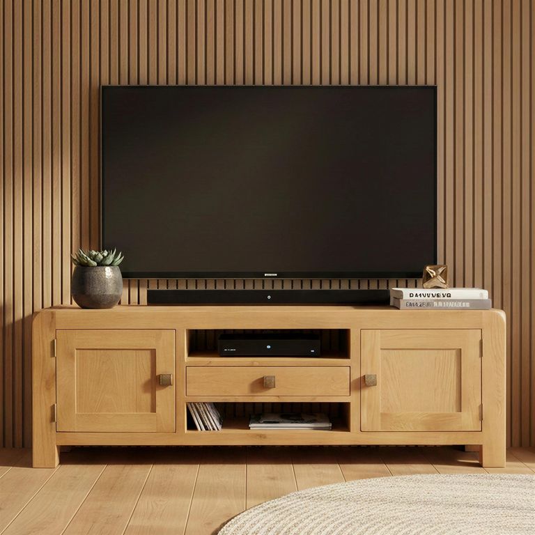Curve Wide TV Unit - 145cm - Oak