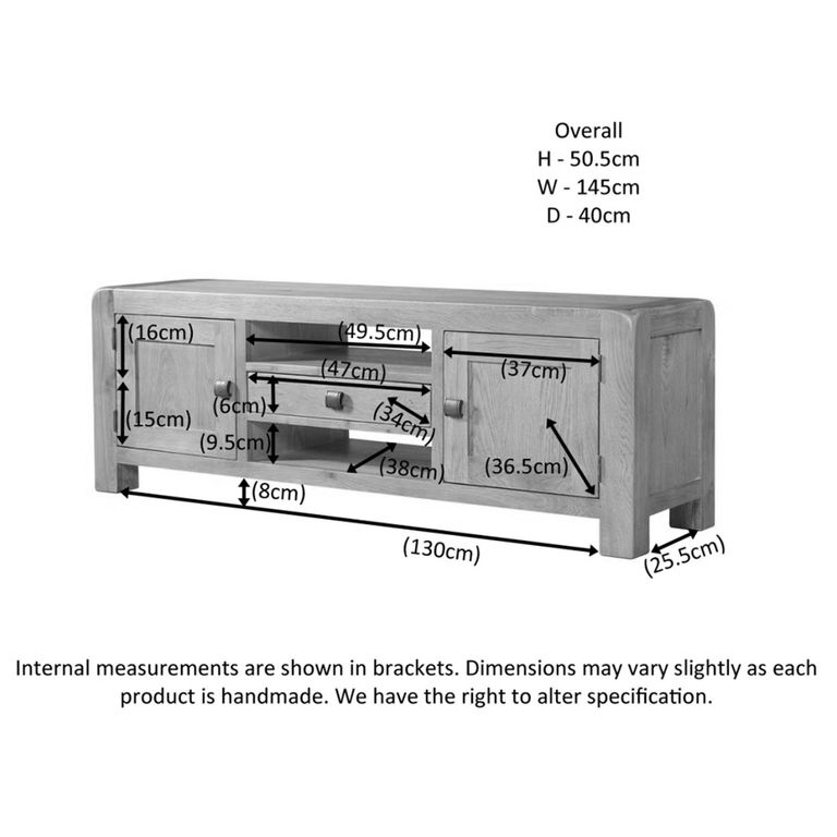 Curve Wide TV Unit - 145cm - Oak
