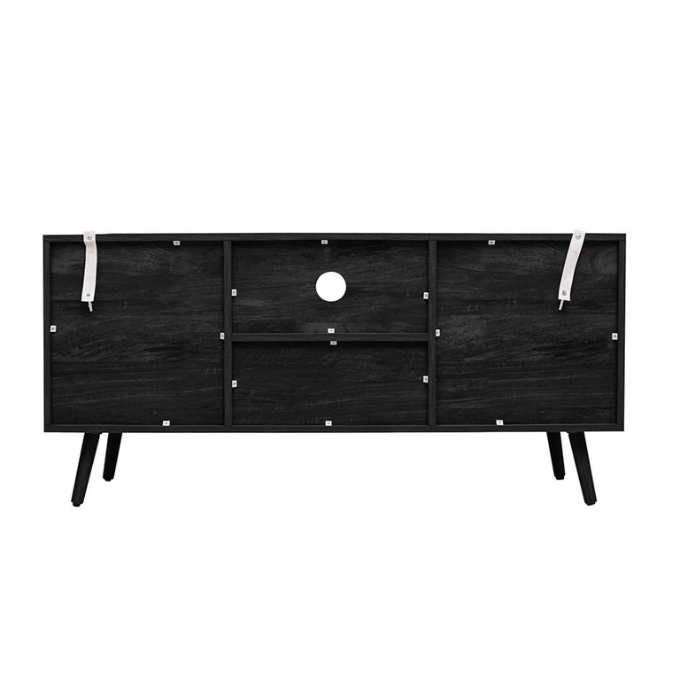 Noah Small TV Unit - 100cm - Black and Rattan