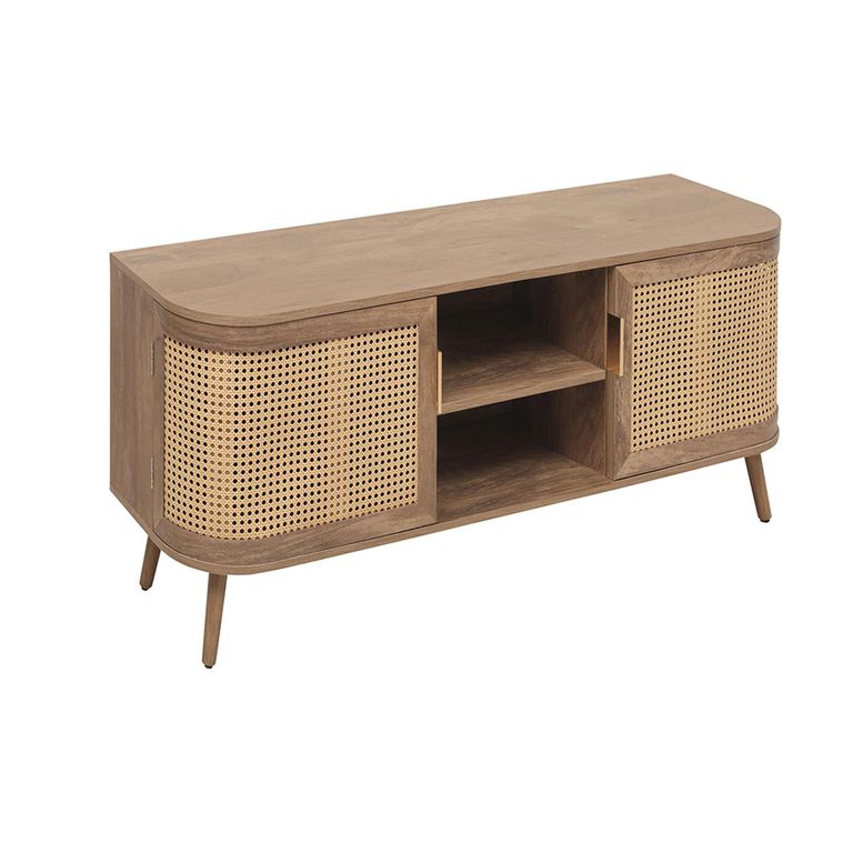 Noah Small TV Unit - 100cm - Oak and Rattan