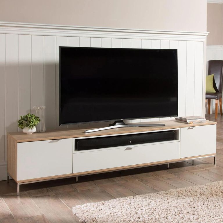 Chaplin TV Stand - White & Oak - 200cm - ADCH2000-WHT