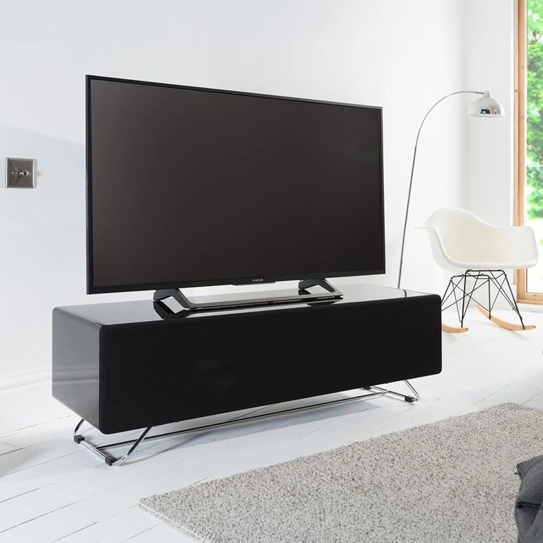 Chromium TV Stand - Concept - 120cm - Black with Speaker Mesh Front - CRO2-1200CPT-BLK