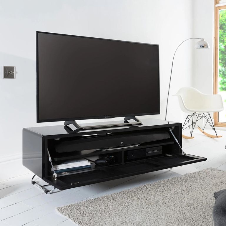 Chromium TV Stand - Concept - 120cm - Black with Speaker Mesh Front - CRO2-1200CPT-BLK