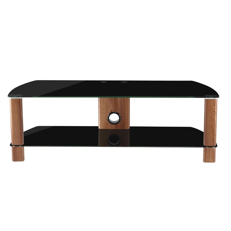 Century TV Stand - Walnut & Black Glass - 120cm - ADCE1200-BLK