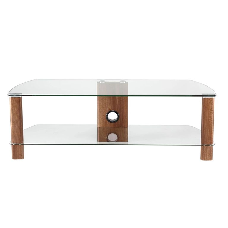 Century TV Stand - Walnut & Black Glass - 120cm - ADCE1200-WAL