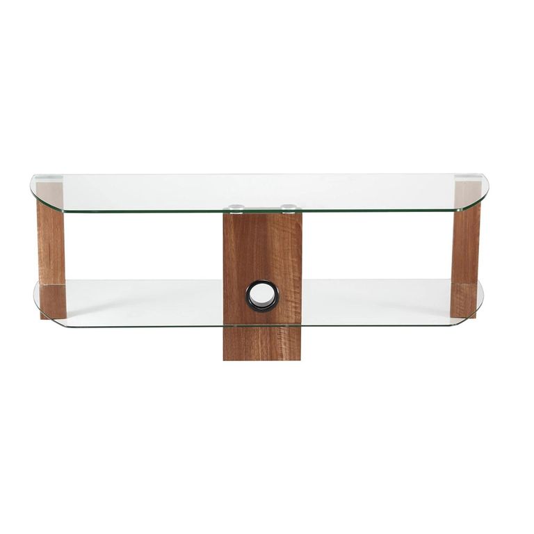 Century TV Stand - Walnut & Black Glass - 120cm - ADCE1200-WAL