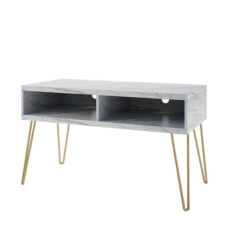 Novogratz Athena TV Stand - White Marble Effect - 1748891COMNUK