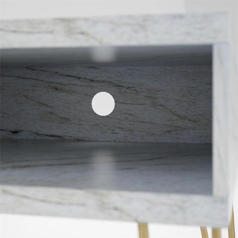Novogratz Athena TV Stand - White Marble Effect - 1748891COMNUK
