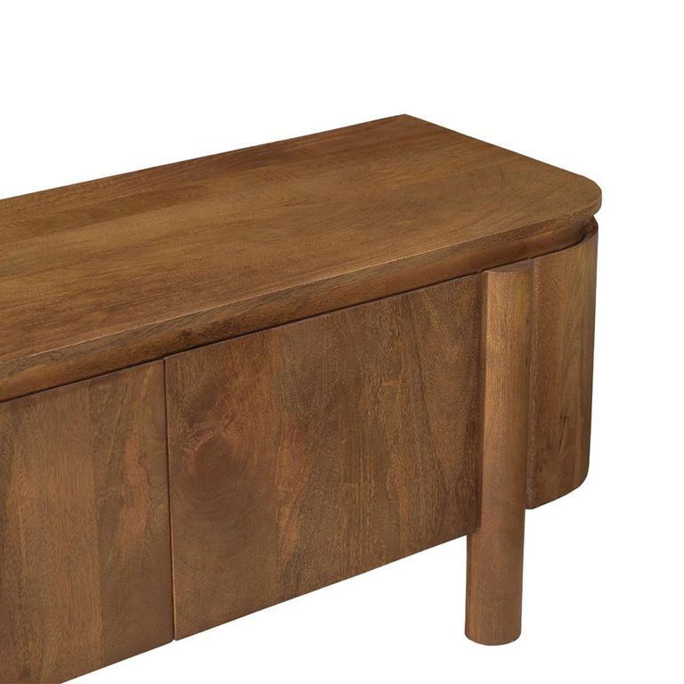 Salano Curved TV Unit - 3 Door - 170cm - Large - Brown - Mango Wood