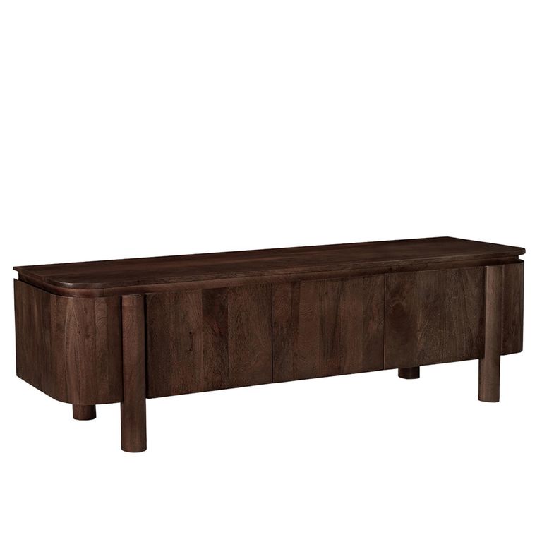 Salano Curved TV Unit - 3 Door - 170cm - Large - Chestnut - Mango Wood