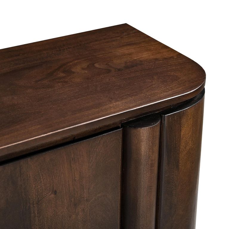 Salano Curved TV Unit - 4 Door - 210cm - Large - Chestnut - Mango Wood